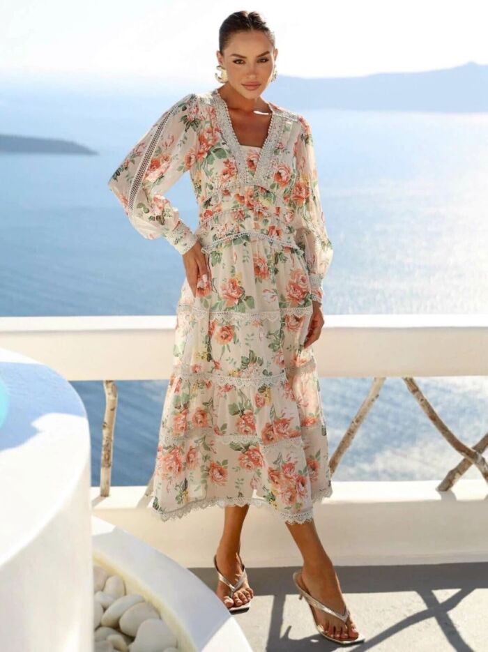 Imagem de Vestido Chiffon Com Entremeios Luzia Fazzolli