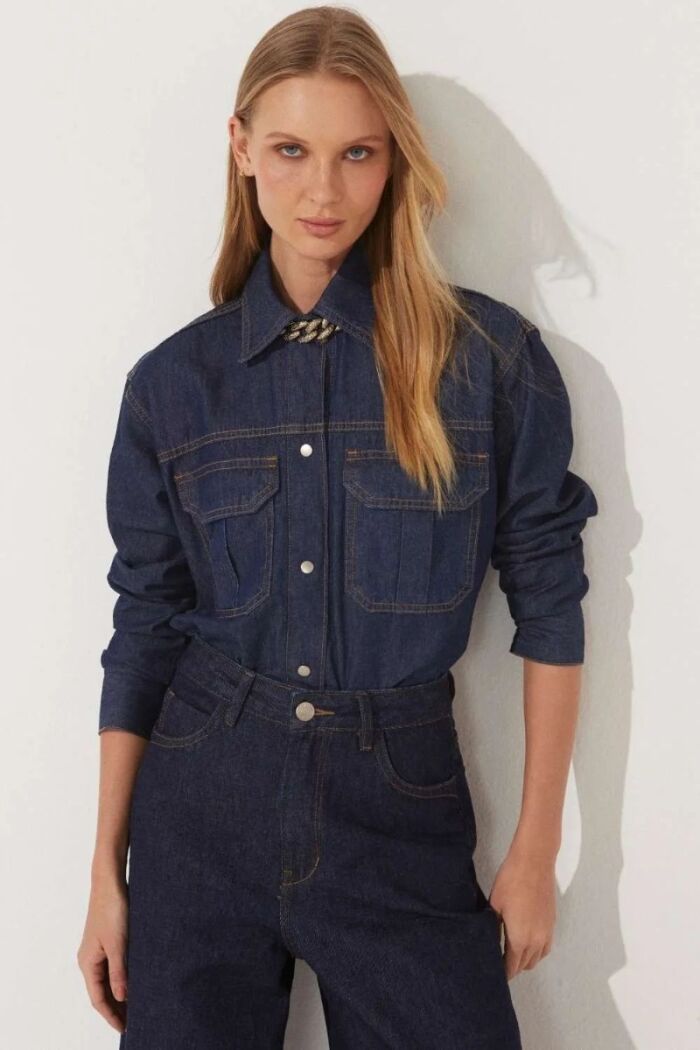 Imagem de Camisa Lilian Jeans Escuro Le Blog