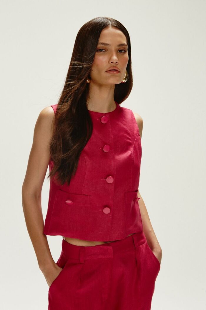 Imagem de Colete Lana Vermelho Crushed Le Blog