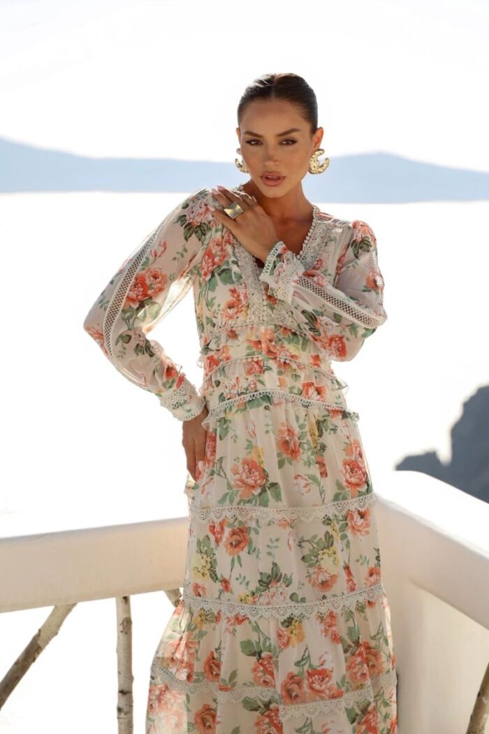 Imagem de Vestido Chiffon Com Entremeios Luzia Fazzolli