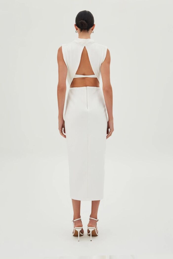 Imagem de Vestido Mídi Com Torção Frontal Off White Zen