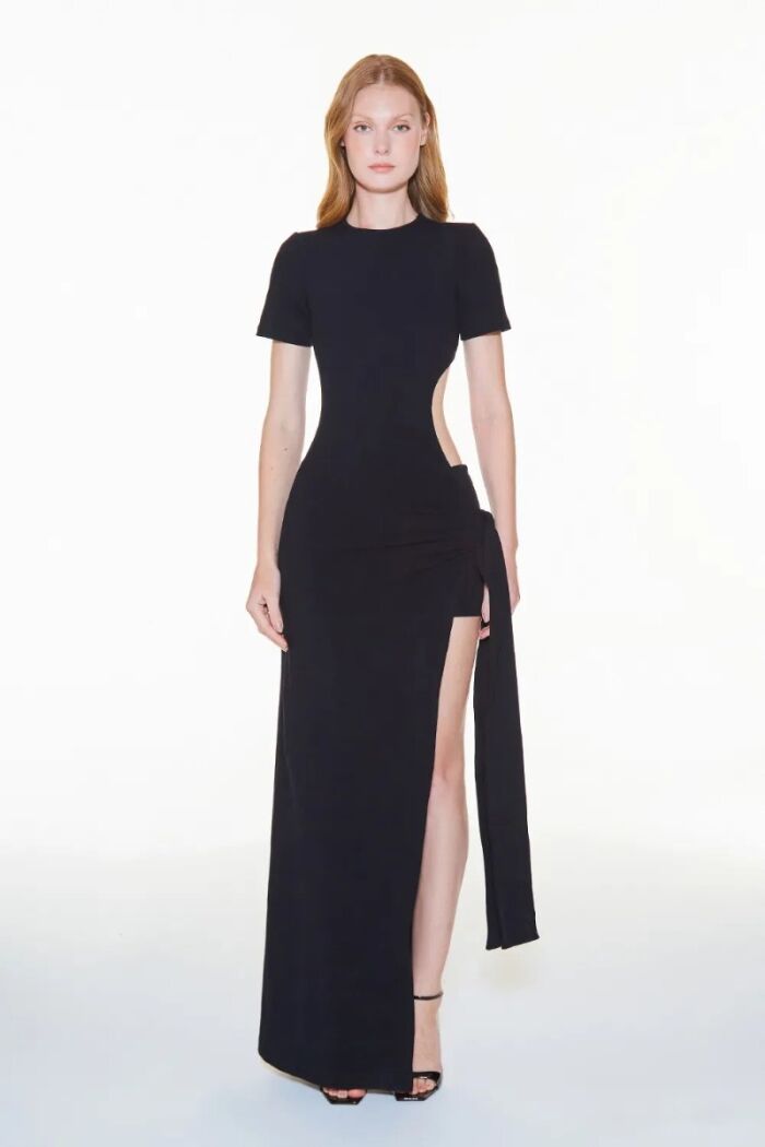 Imagem de Vestido Longo Amarração Lateral Preto Zen