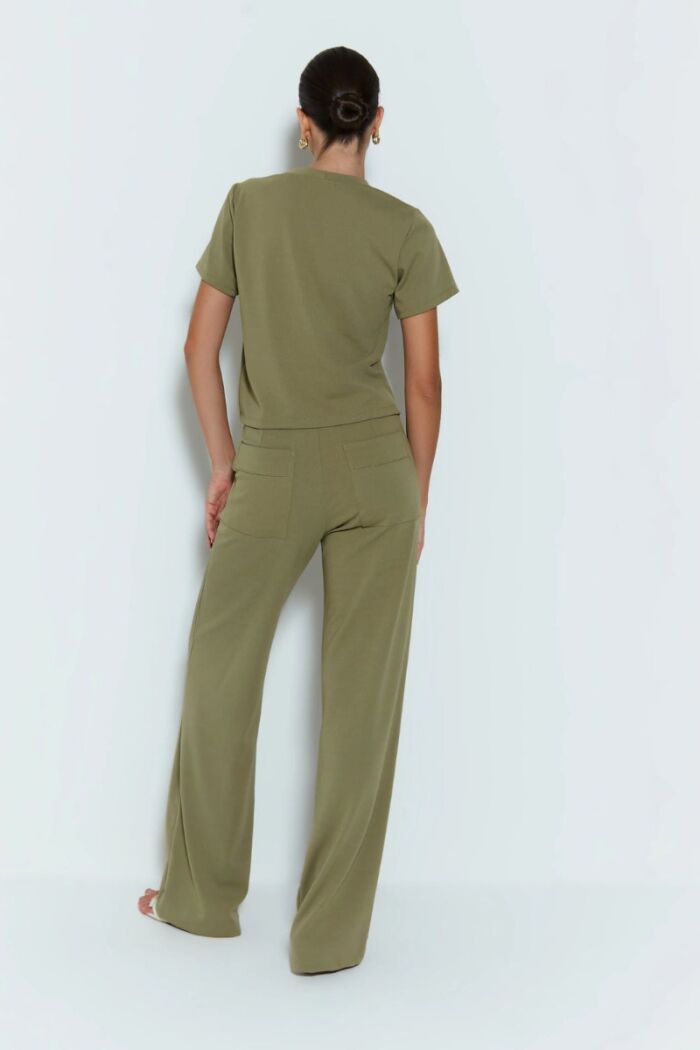 Imagem de Calça Pantalona Com Frisos Verde Moss Zen