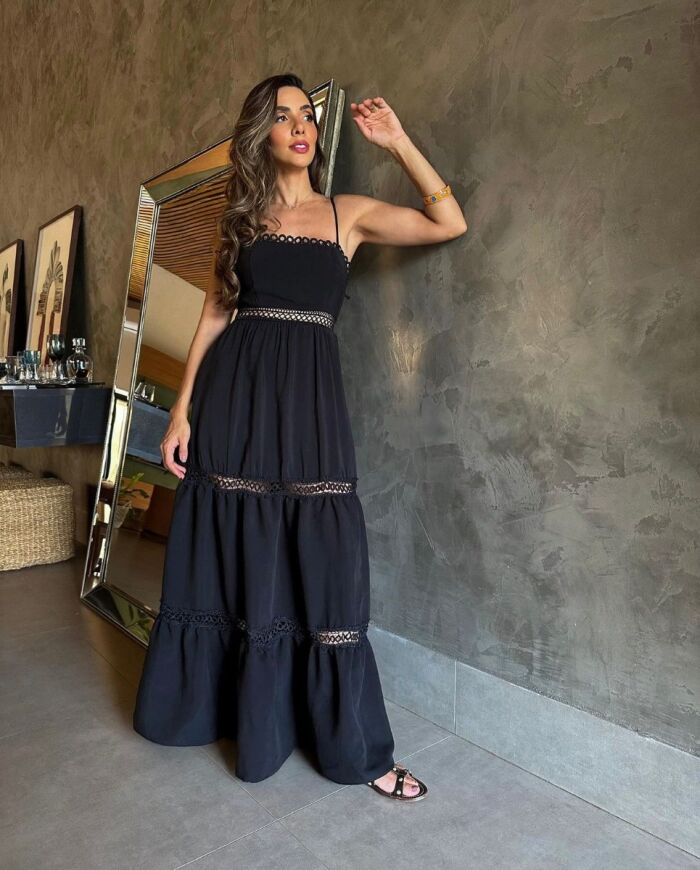 Imagem de Vestido Preto Longo Olívia