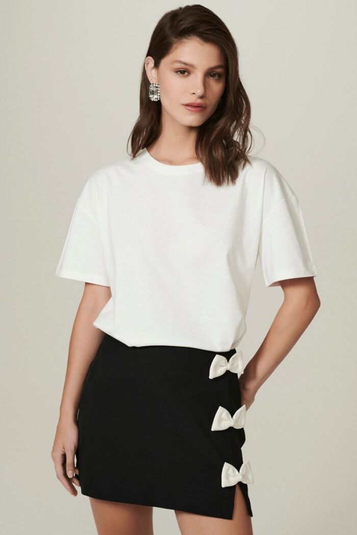 Imagem de Saia Teresa Preta Com Off White Le Blog