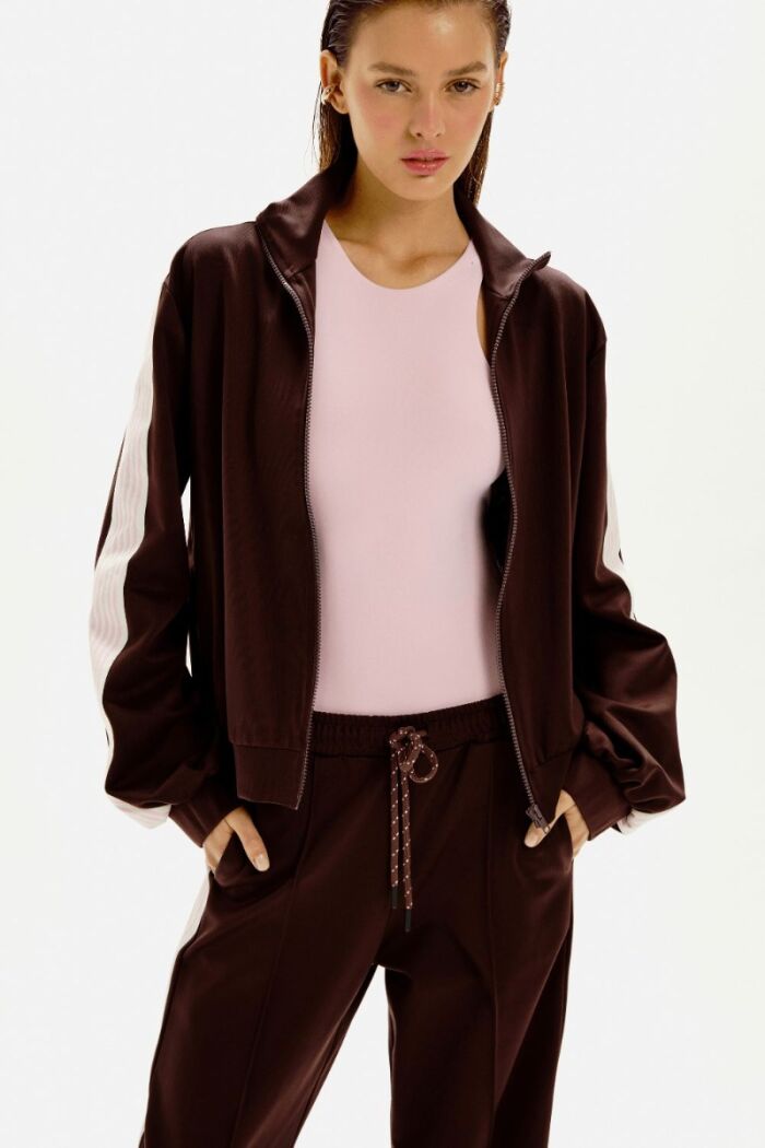 Imagem de Jaqueta New Nanda Marrom Dark C/ Rosa Quartzo Le Blog