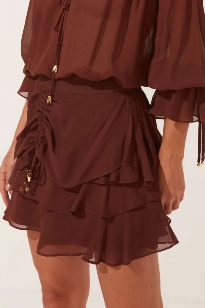 Imagem de Saia Fiorela Marrom Ganache Le Blog