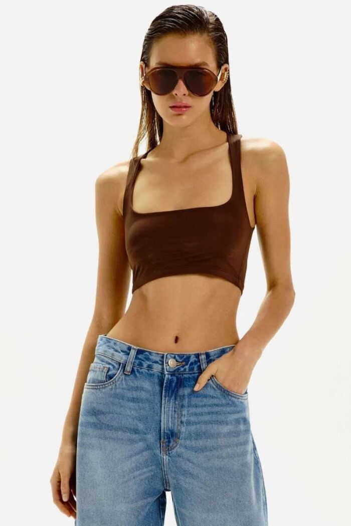 Imagem de Top Melina Marrom Coffe Le Blog