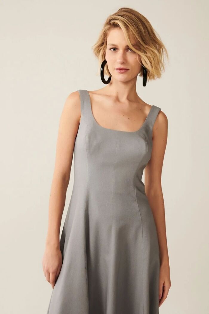 Imagem de Vestido Talita Cinza Stone Le Blog