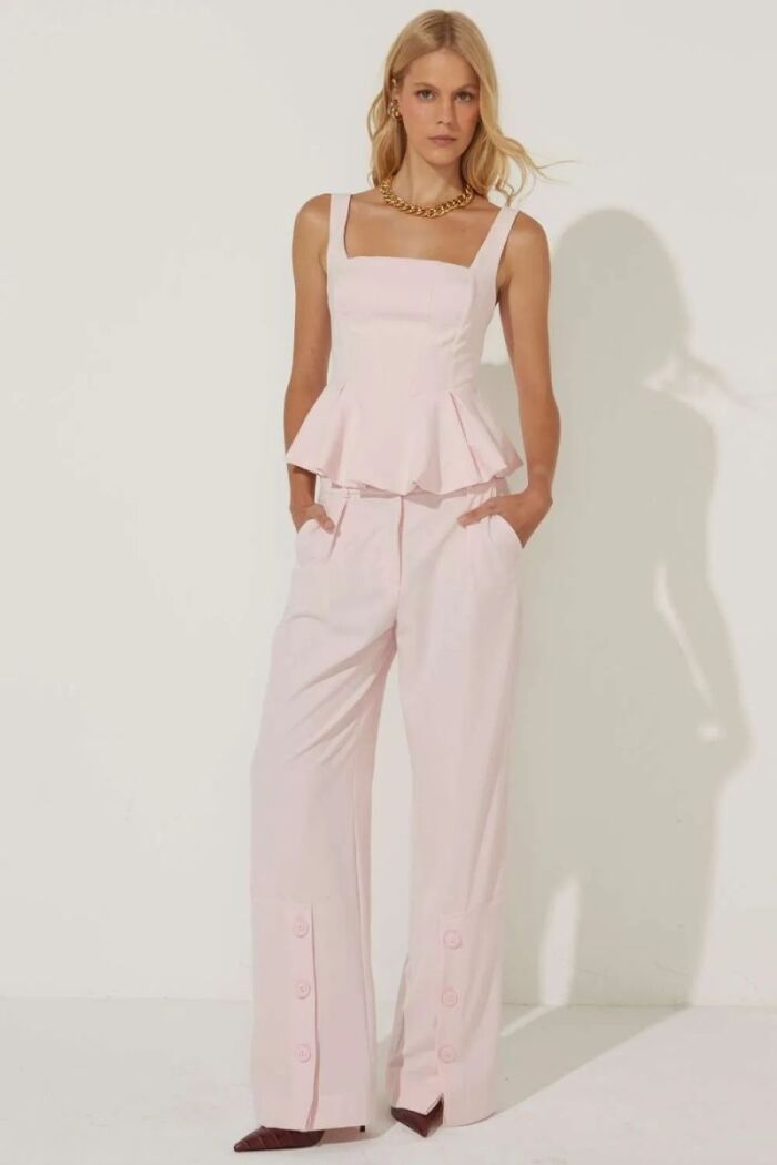 Imagem de Calça Sabrina Rosa Plissê Le Blog