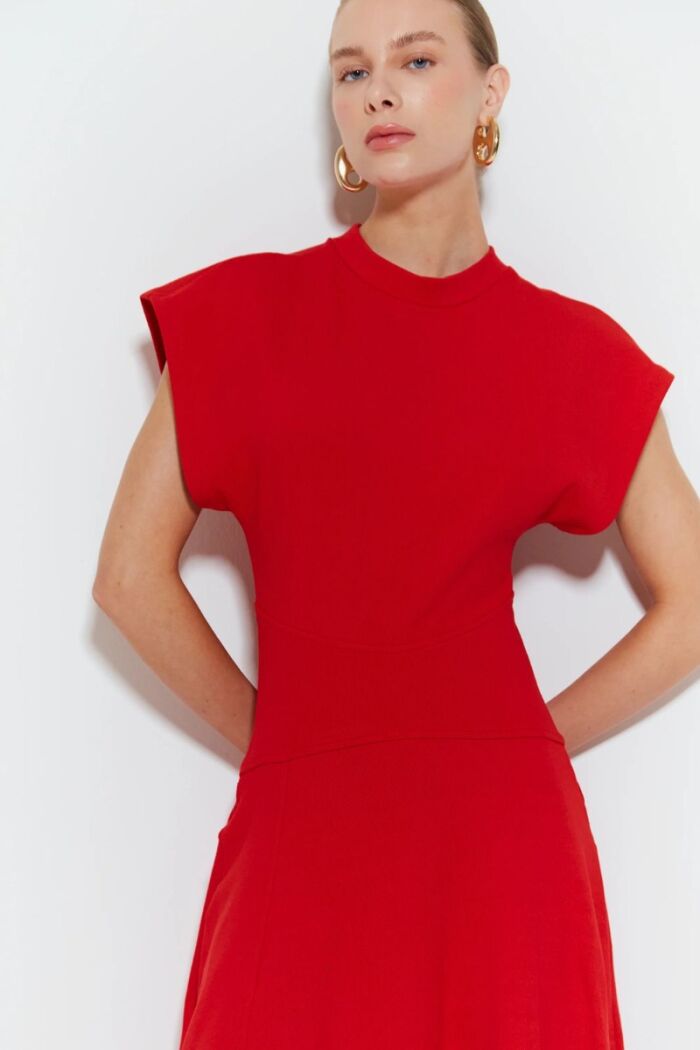 Imagem de Vestido Longo Com Manga Ampla E Saia Rodada Vermelho Zen