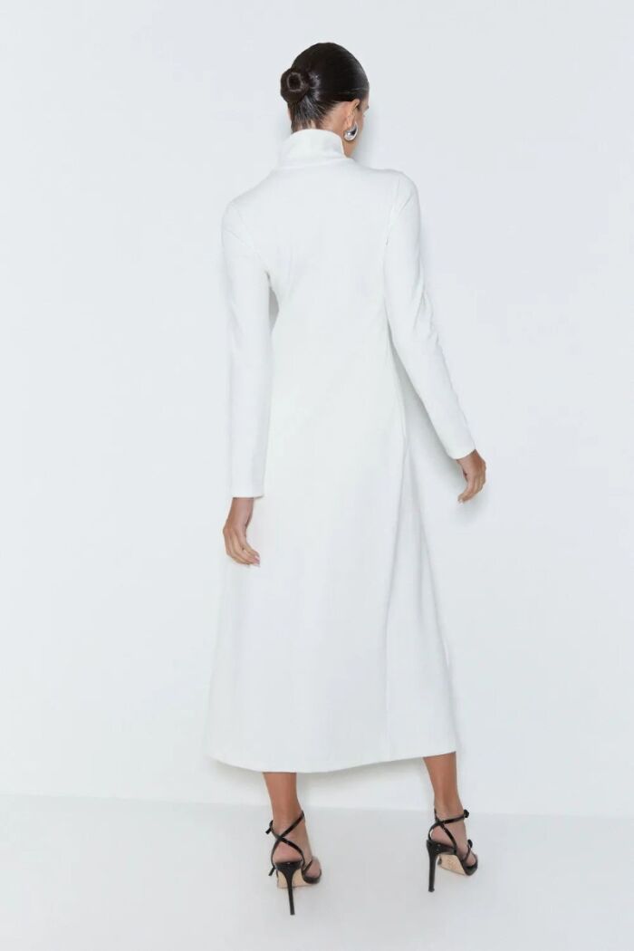 Imagem de Set Blusa Manga Longa Gola Alta e Zíper Com Saia Off White Zen