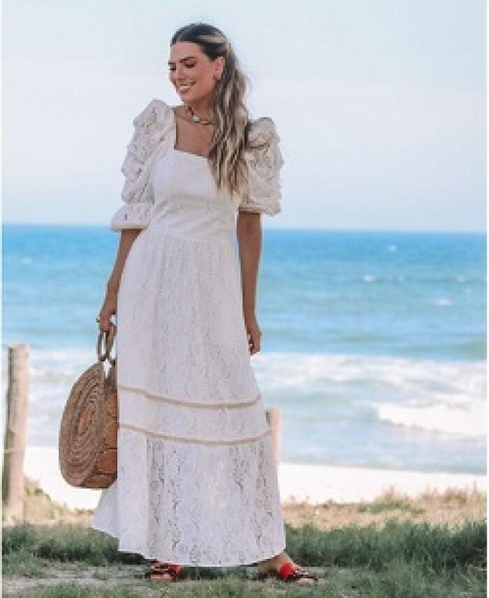 Imagem de Vestido Renda Com Manga Bufante Luzia Fazzolli