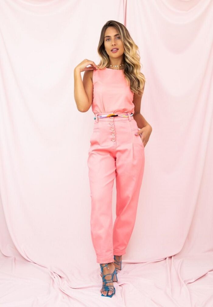 Imagem de Calça Rosa Sarja Aquarella