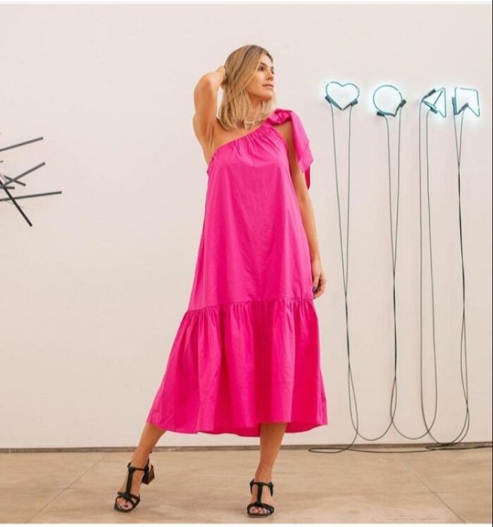 Imagem de Vestido Ombro Único Laço Pink Bardoh