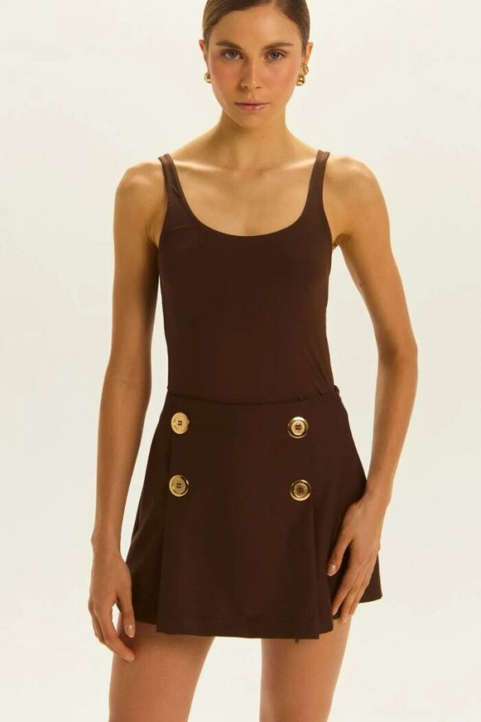 Imagem de Shorts Saia Pâmela Marrom Coffee Le Blog