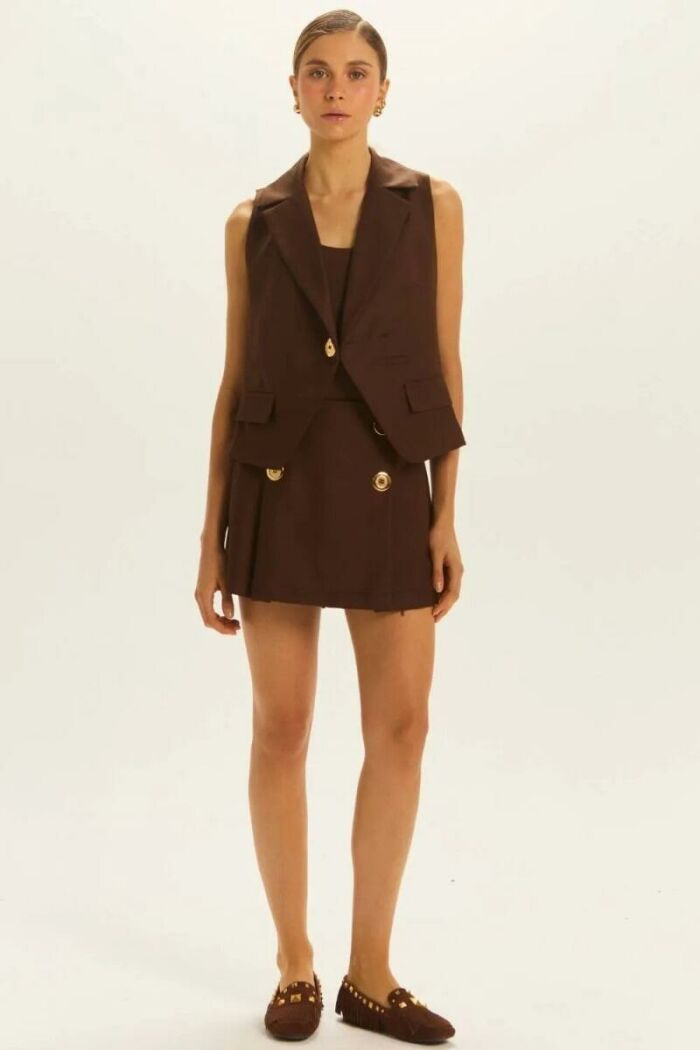 Imagem de Shorts Saia Pâmela Marrom Coffee Le Blog