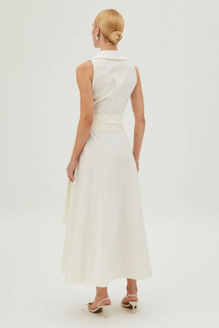 Imagem de Vestido Mídi Com Faixa Para Amarração E Botões Creme Zen