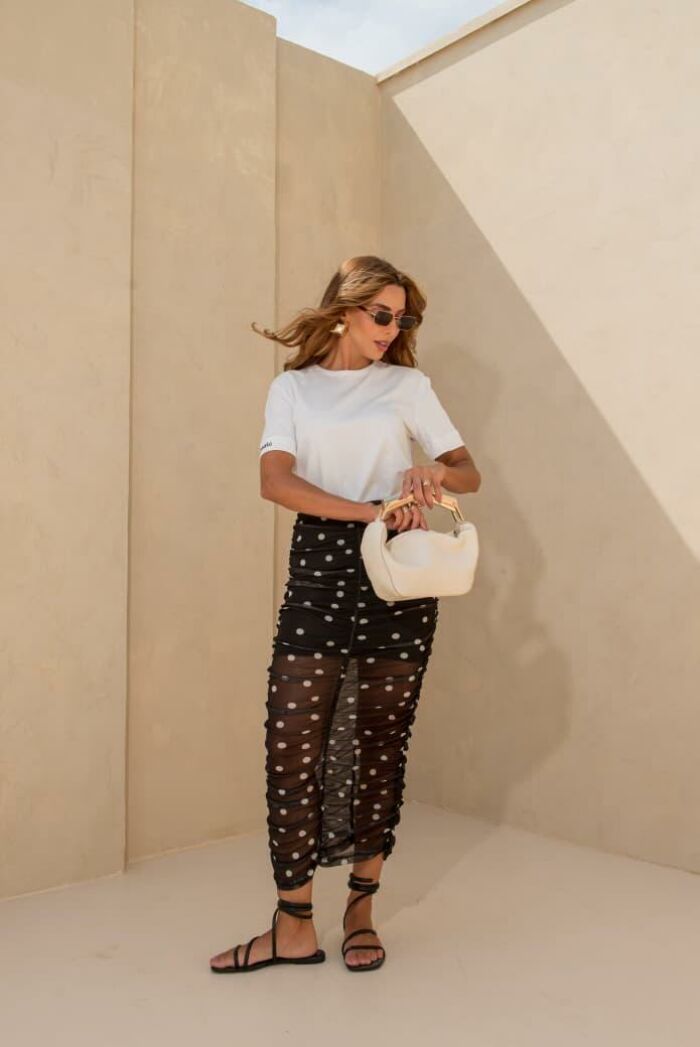 Imagem de Saia Poá Preta Olívia