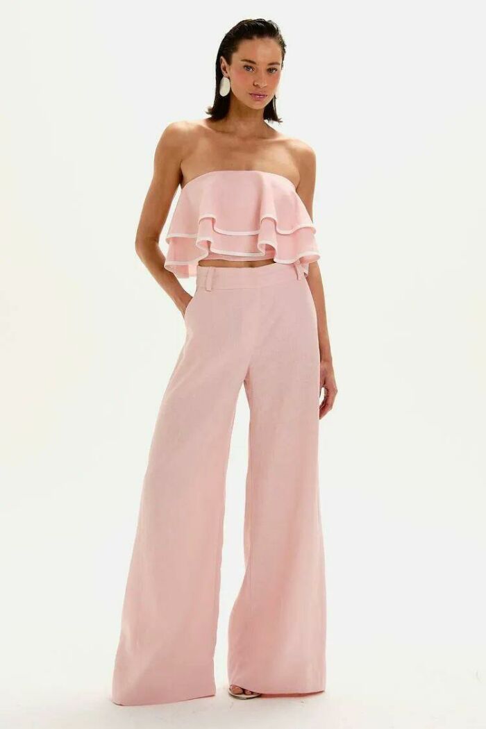 Imagem de Calça Bia Rosa Plissê Le Blog