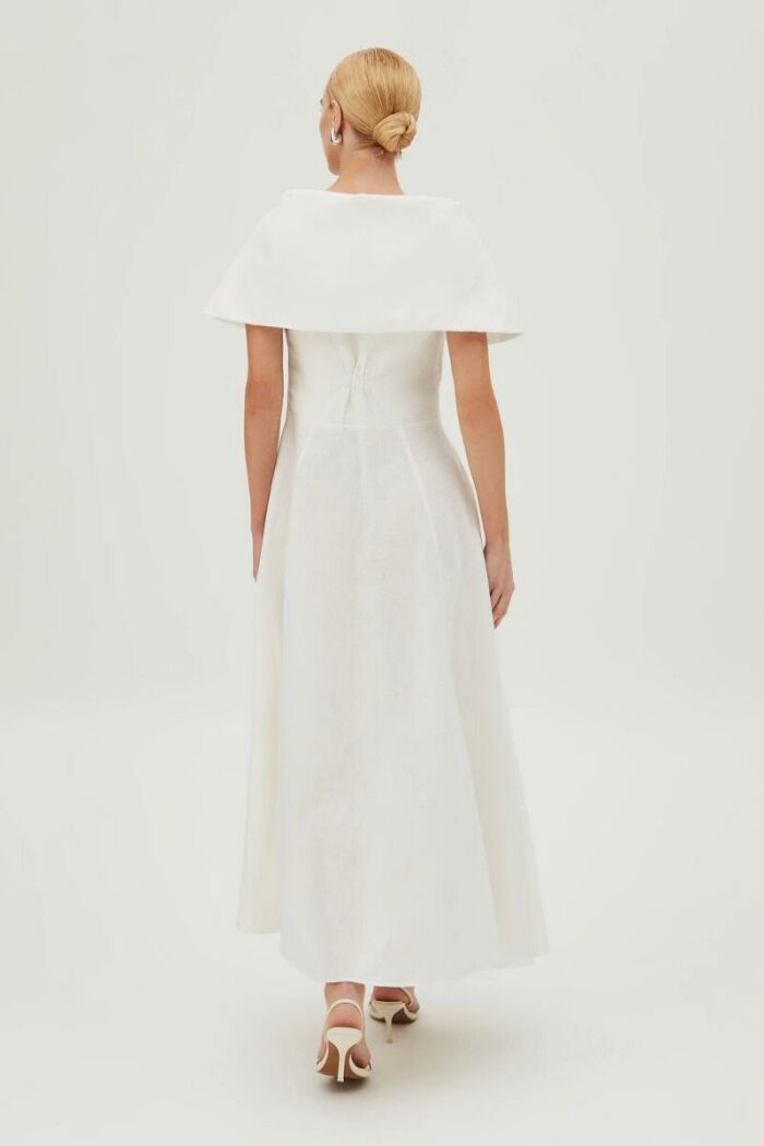 Imagem de Vestido Mídi Maxi Gola Botões Vista E Barra Branco Zen