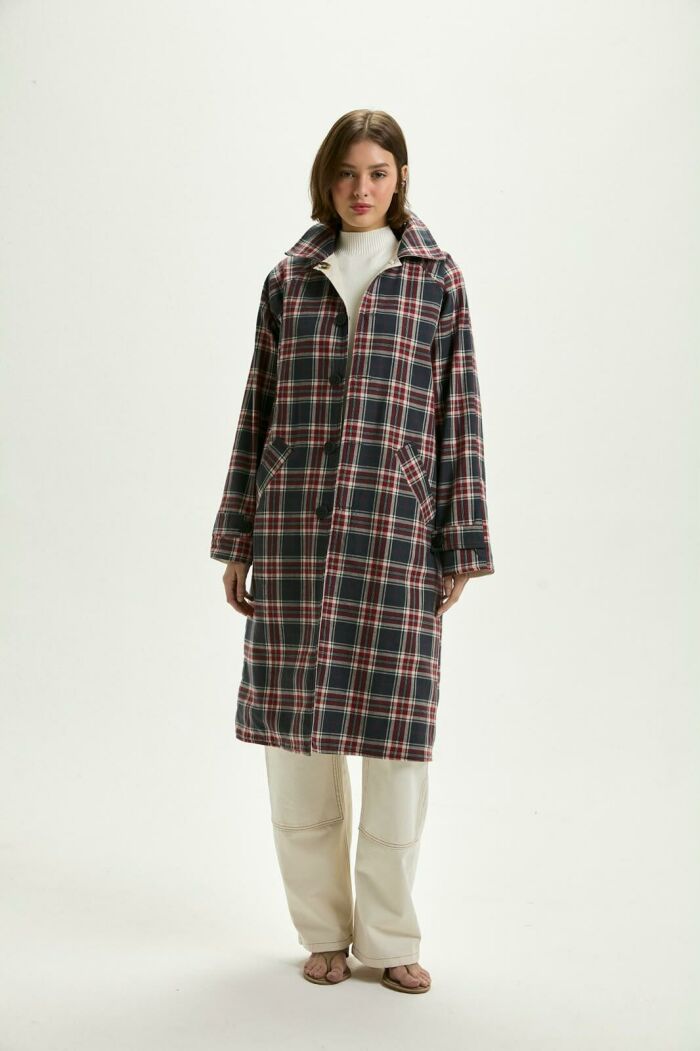 Imagem de Trench Coat Fernanda Xadrez Tartan Le Blog