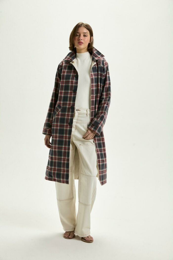 Imagem de Trench Coat Fernanda Xadrez Tartan Le Blog