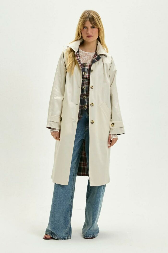 Imagem de Trench Coat Fernanda Xadrez Tartan Le Blog