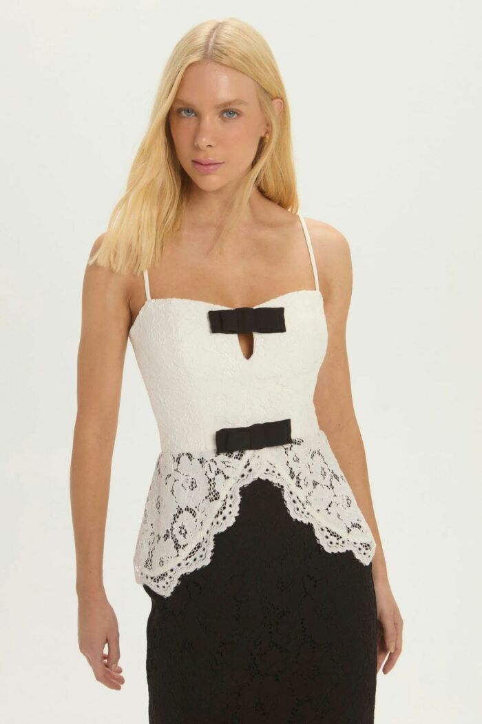 Imagem de Vestido Ariel Off White e Preto Le Blog