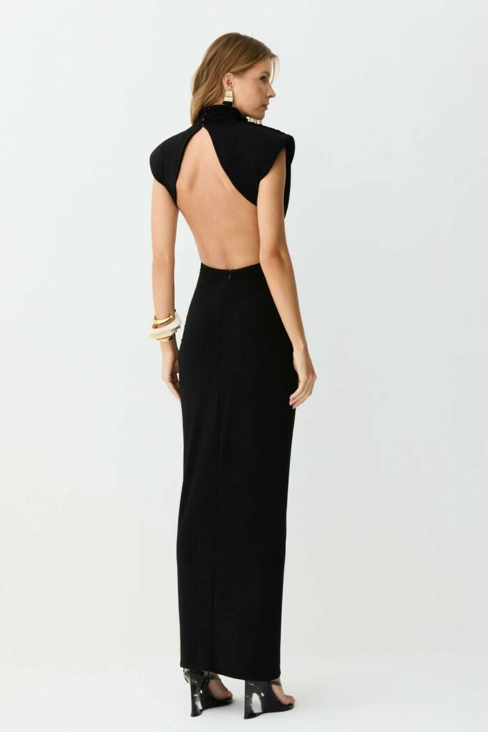 Imagem de Vestido Mídi Abertura Lateral E Costas Detalhe Frontal Preto Zen