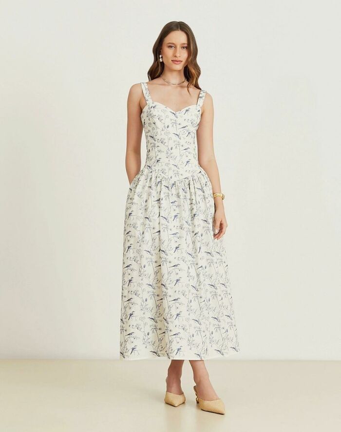 Imagem de Vestido Mídi Naty Branco Amissima