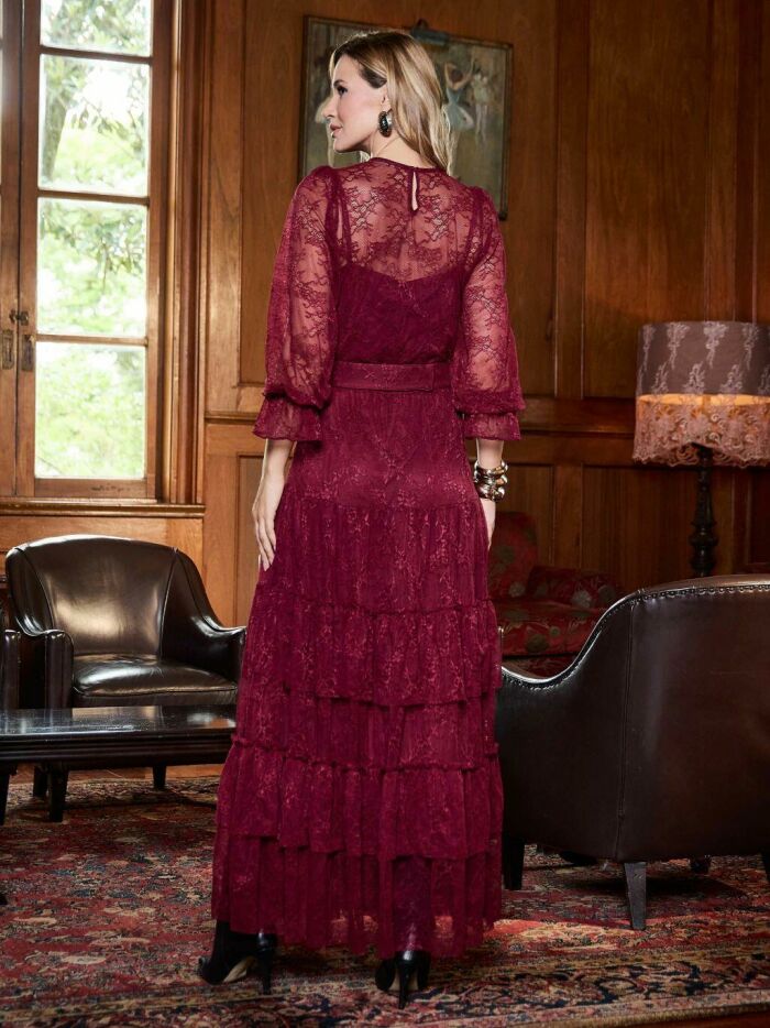 Imagem de Vestido Renda Longo Com Faixa Luzia Fazzolli