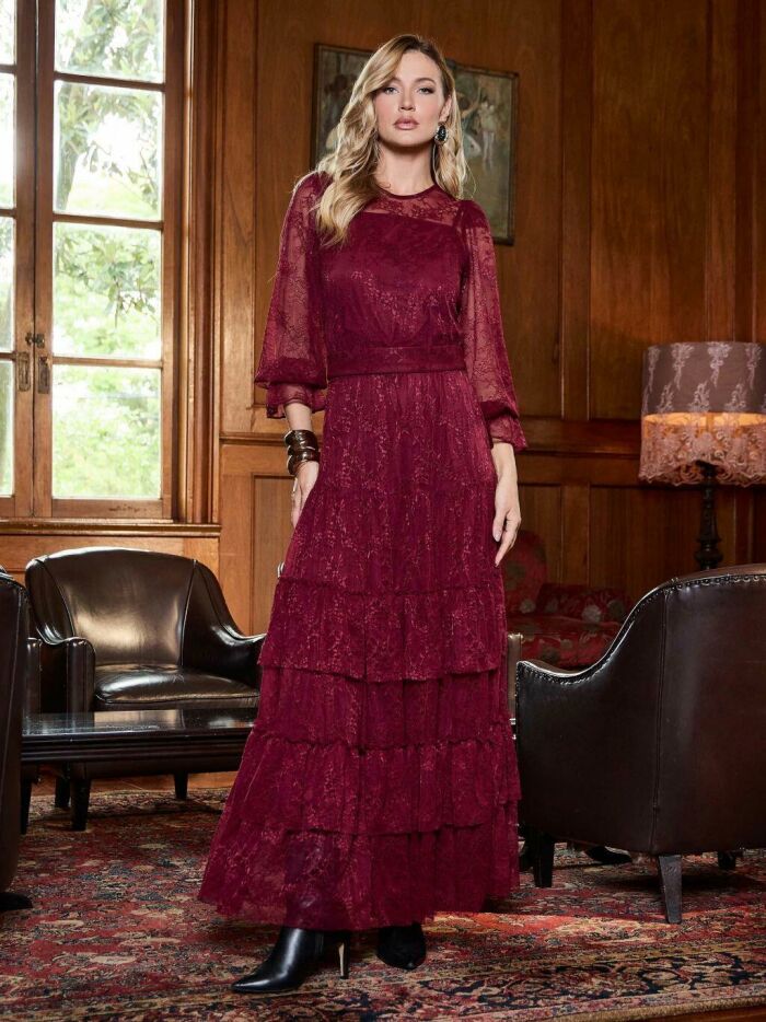 Imagem de Vestido Renda Longo Com Faixa Luzia Fazzolli