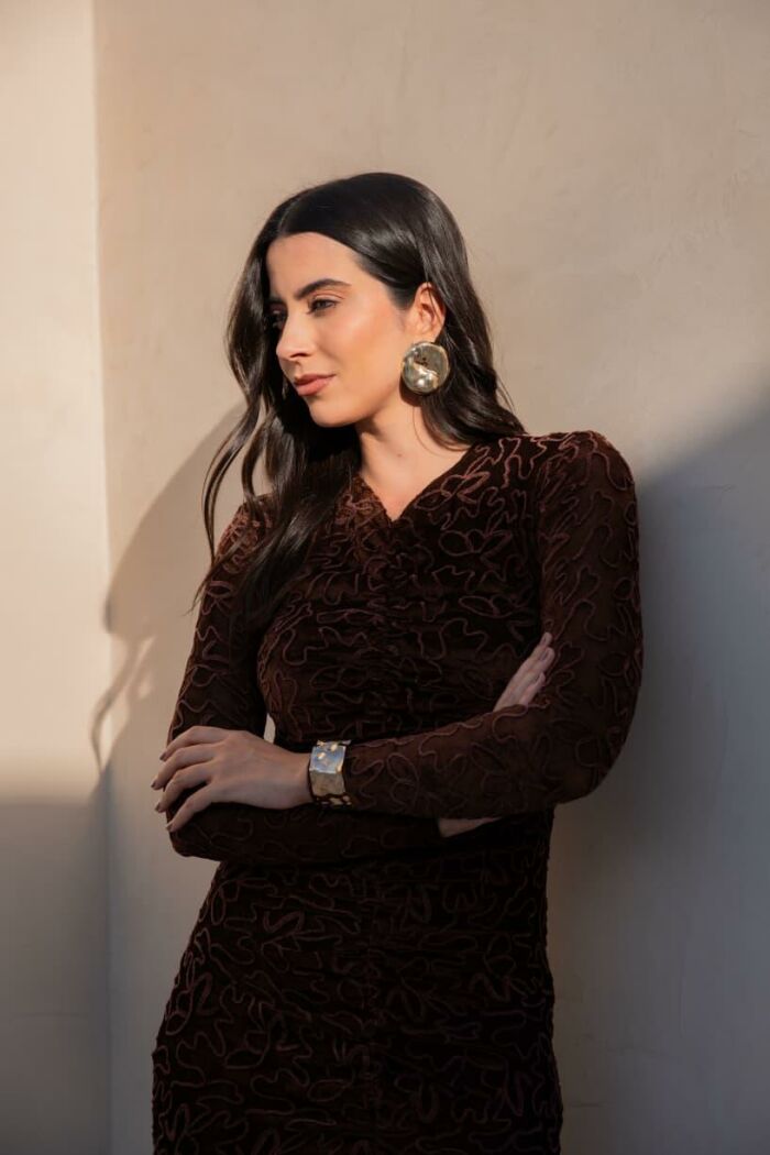 Imagem de Vestido Tule Cordone Marrom Olívia