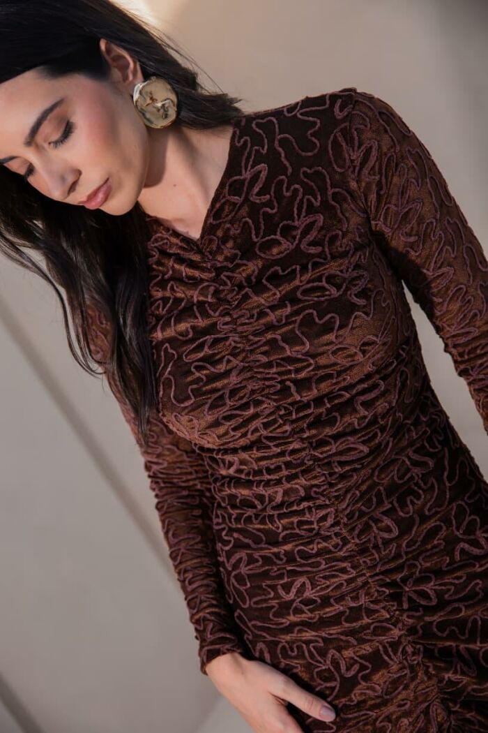 Imagem de Vestido Tule Cordone Marrom Olívia