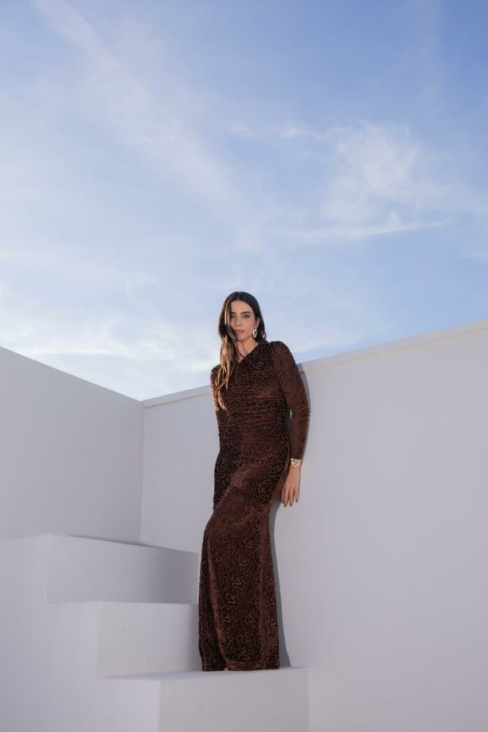 Imagem de Vestido Tule Cordone Marrom Olívia