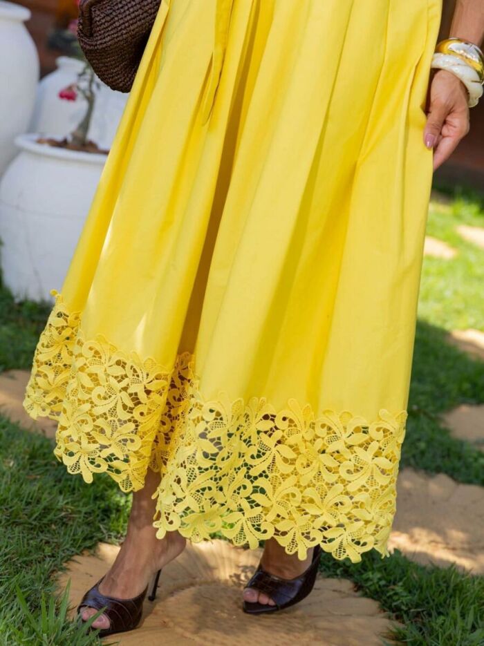 Imagem de Vestido Chemise Tricoline Com Renda Amarelo Luzia Fazzolli