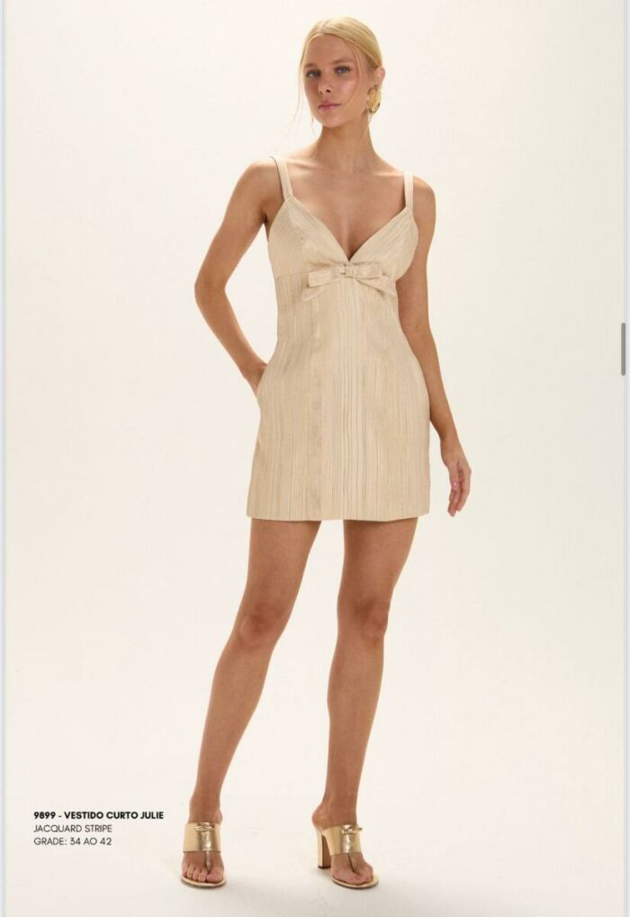 Imagem de Vestido Curto Julie Jacquard Stripe Le Blog