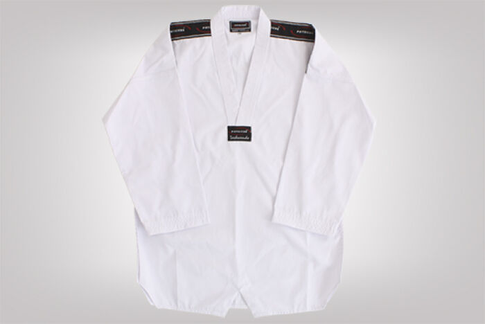 Imagem de Dobok Canelado Adulto Branco com Gola Branca – A5