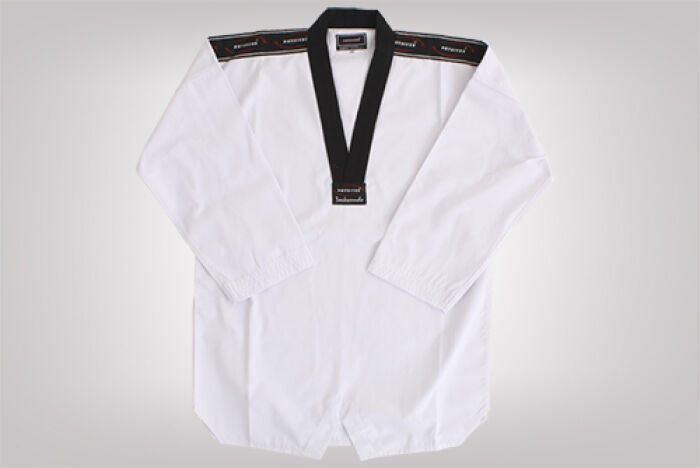 Imagem de Dobok Canelado Adulto Branco com Gola Preta – A1