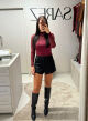 Imagem adicional 0 do item Blusa Tule Vinho Gola Alta Thais
