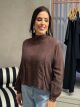 Imagem adicional 0 do item Blusa Gola Renda Yorio Marrom - Esmeral