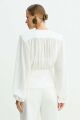 Imagem adicional 4 do item Blusa Manga Longa Com Transparência e Acinturada Off White Zen