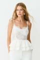 Imagem adicional 2 do item Blusa Regata Em Renda Barra Ampla Estruturada Off White Zen