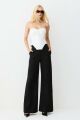 Imagem adicional 2 do item Calça Pantalona Estruturada Com Frisos Preta Zen