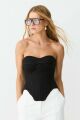 Imagem adicional 2 do item Corselet Tomara Que Caia Barbatanas Pespontadas Preto Zen