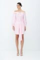 Imagem adicional 3 do item Vestido Curto Com Botões Frontais E Faixa Para Amarração Rosa Bebê Zen