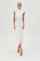 Imagem adicional 2 do item Vestido Mídi Com Torção Frontal Off White Zen