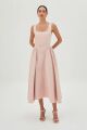 Imagem adicional 1 do item Vestido Mídi Com Saia Estruturada E Ampla Rosê Zen