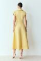 Imagem adicional 0 do item Vestido Mídi Cós Largo Decote V E Gola Tradicional Amarelo Manteiga Zen